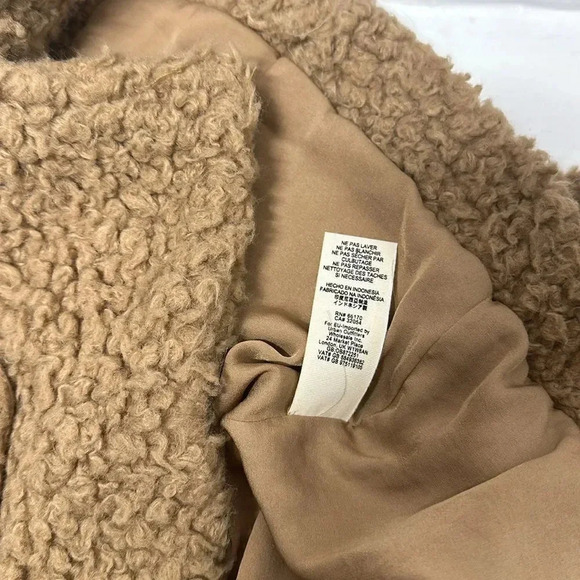 Free People Peacoat Teddy Sherpa Coat So Soft Cozy Button Light Brown Tan Medium - Picture 12 of 13